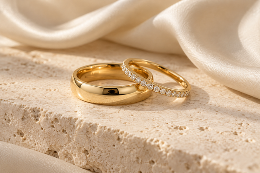 Alliances de mariage : or 18 carats, diamants et accord parfait