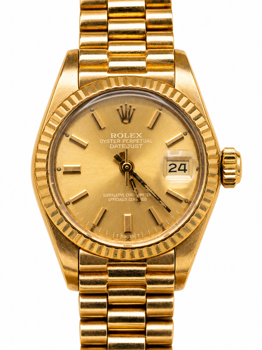 Rolex Lady-Datejust d’occasion – Tons dorés et cadran champagne