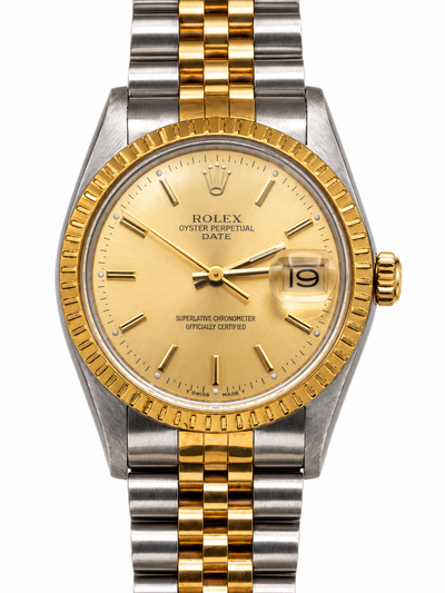Rolex Oyster Perpetual Date d’occasion – Cadran champagne et bracelet bicolore