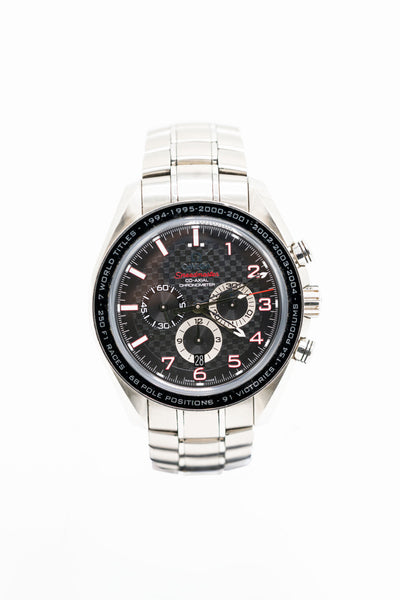 Omega Speedmaster Legend Schumacher d’occasion – Chronographe à cadran noir