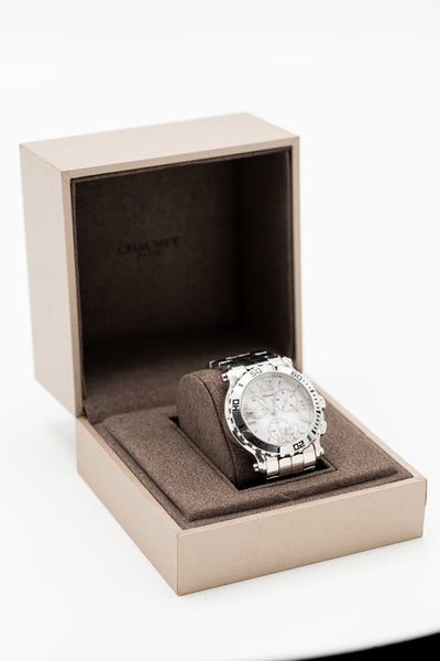 Chopard Happy Sport Chronographe d’occasion – Cadran blanc et pierres mobiles