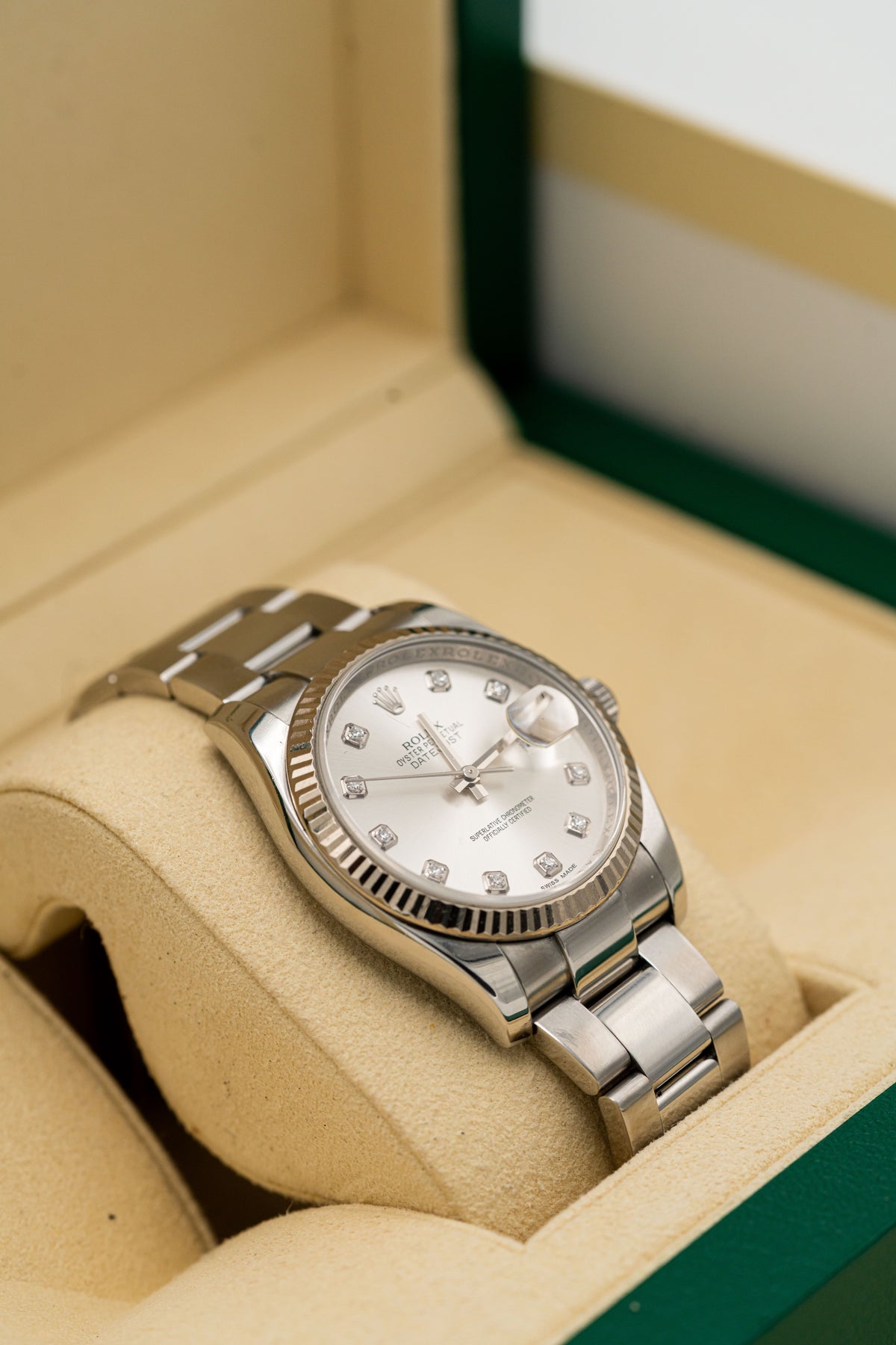 Rolex Datejust d’occasion – Cadran clair serti et bracelet Oyster