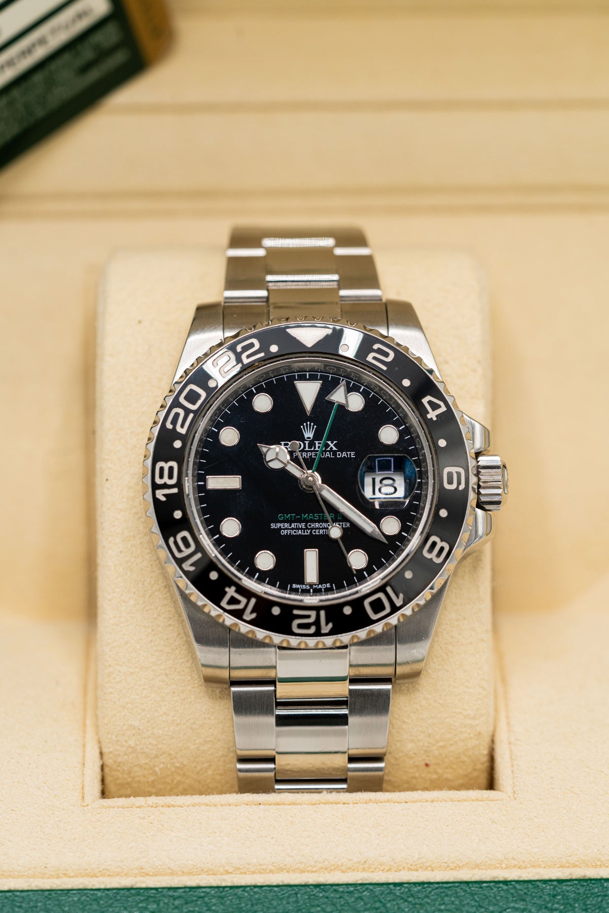 Rolex GMT-Master II d’occasion – Lunette noire et aiguille GMT verte