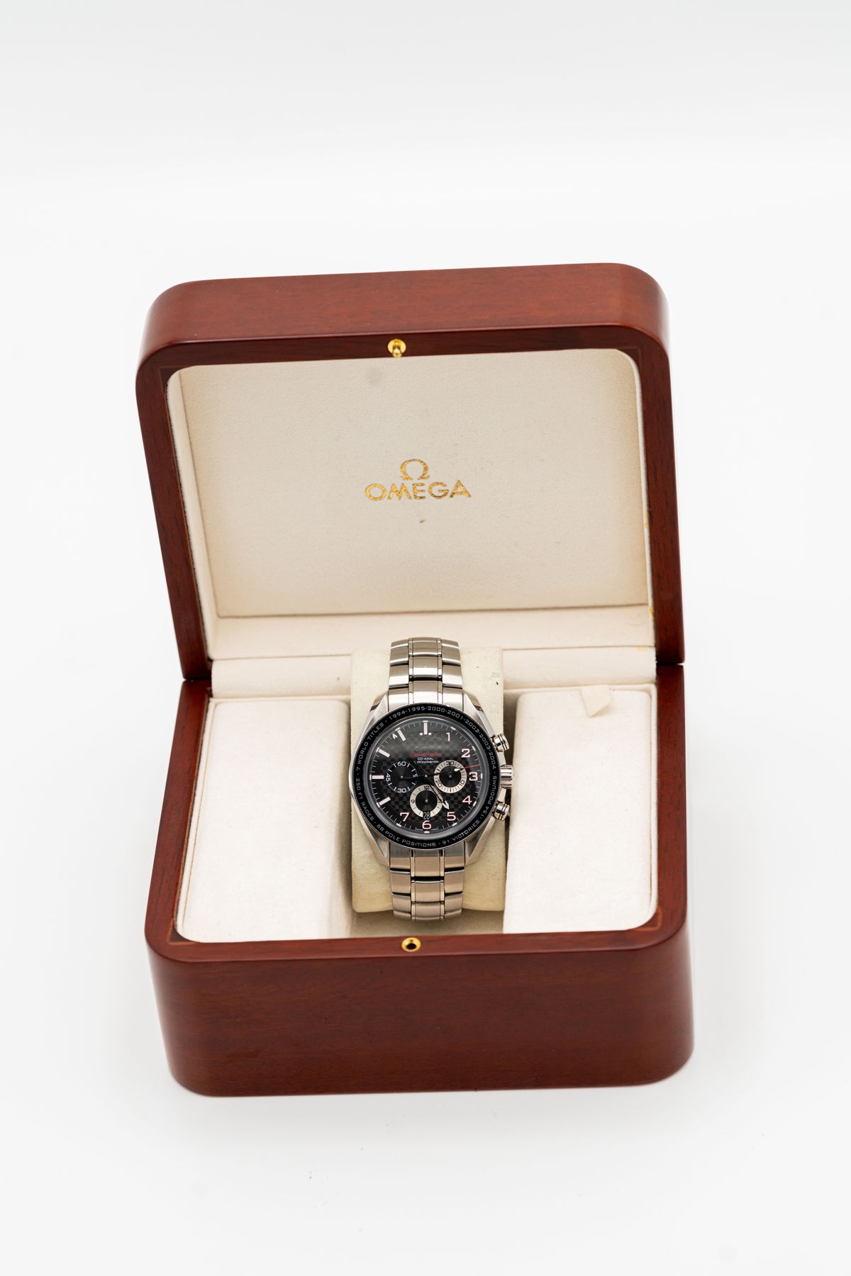 Omega Speedmaster Legend Schumacher d’occasion – Chronographe à cadran noir