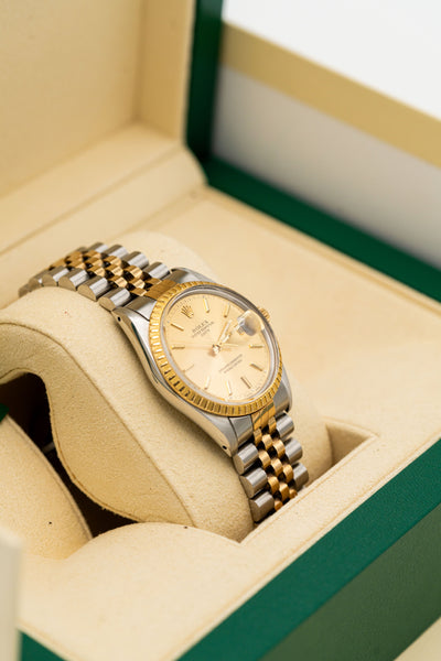 Rolex Oyster Perpetual Date d’occasion – Cadran champagne et bracelet bicolore