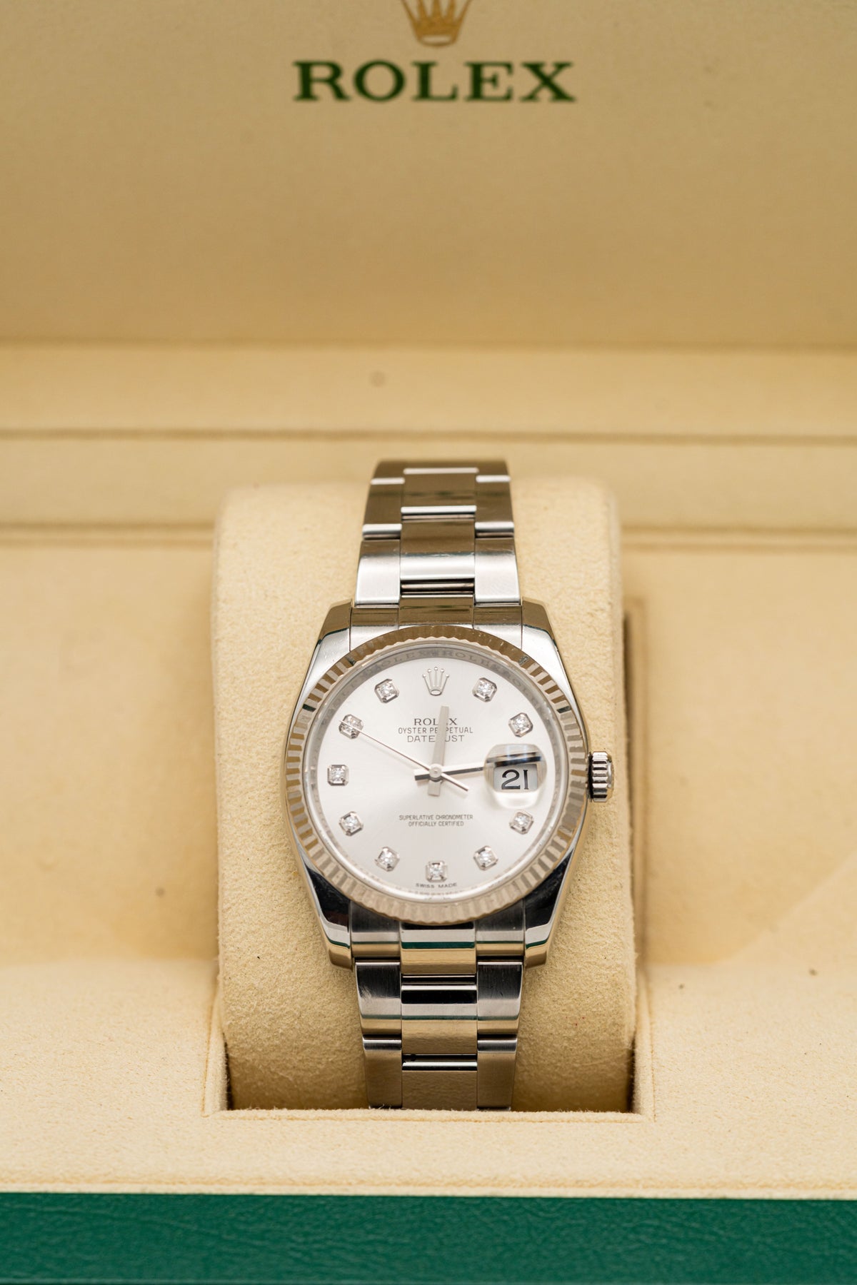 Rolex Datejust d’occasion – Cadran clair serti et bracelet Oyster