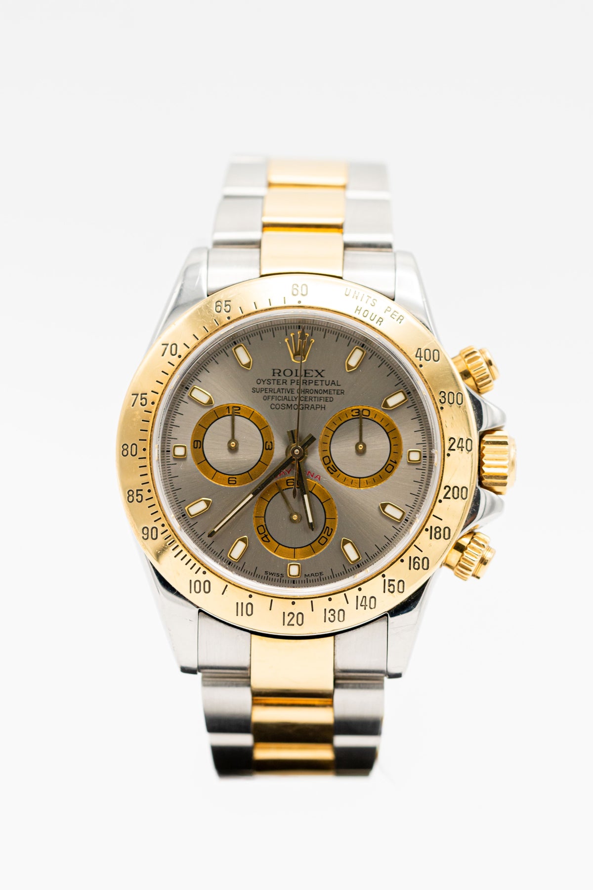 Rolex Cosmograph Daytona d’occasion – Chronographe bicolore à cadran gris
