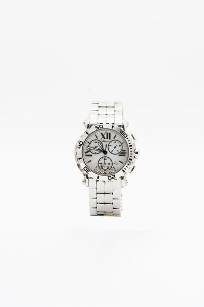 Chopard Happy Sport Chronographe d’occasion – Cadran blanc et pierres mobiles