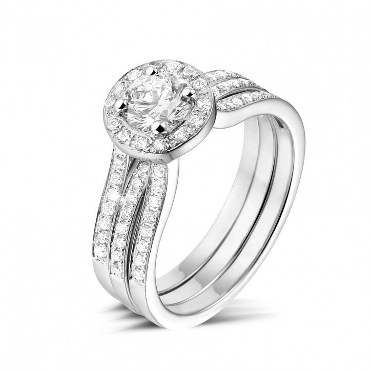 Bague Solitaire LOVE avec double diamants sur les côtés (double bagues)