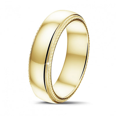 Alliance homme à bords millegrain en or 18 carats