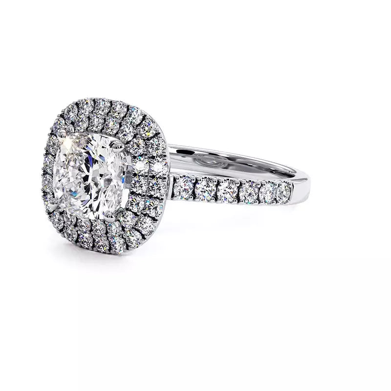 Solitaire Diamant Coussin Double Halo Ma Vie