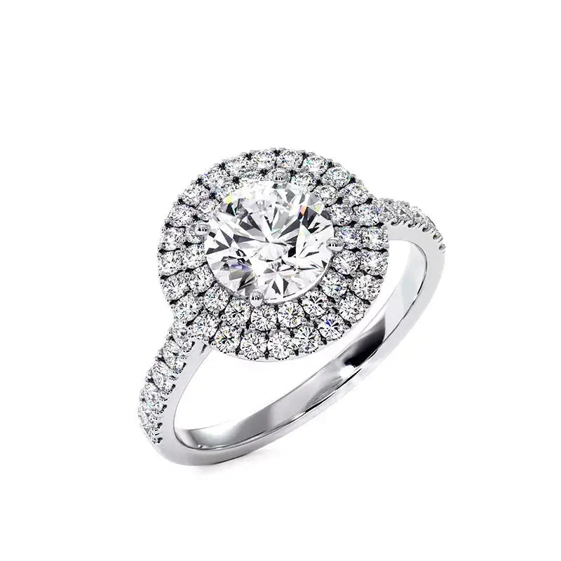 Solitaire Diamant Rond Double Halo Ma Vie
