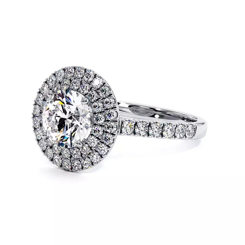 Solitaire Diamant Rond Double Halo Ma Vie