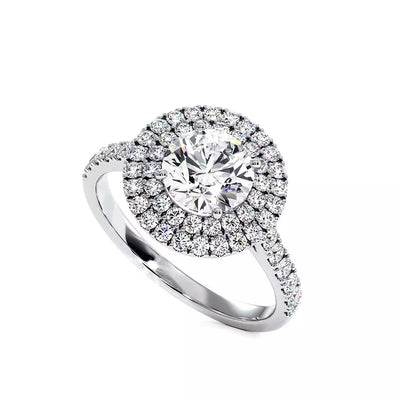 Solitaire Diamant Rond Double Halo Ma Vie
