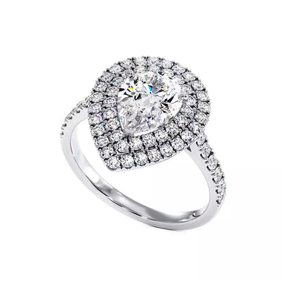 Solitaire Diamant Poire Double Halo Ma Vie