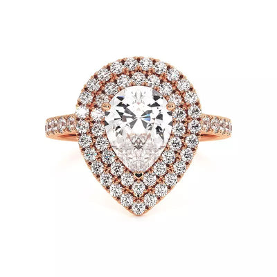 Solitaire Diamant Poire Double Halo Ma Vie