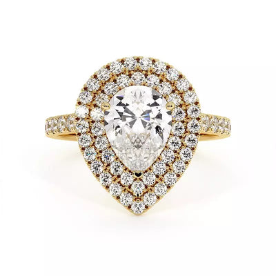 Solitaire Diamant Poire Double Halo Ma Vie