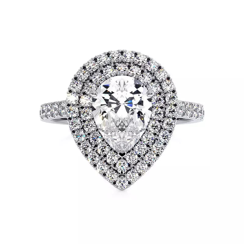 Solitaire Diamant Poire Double Halo Ma Vie