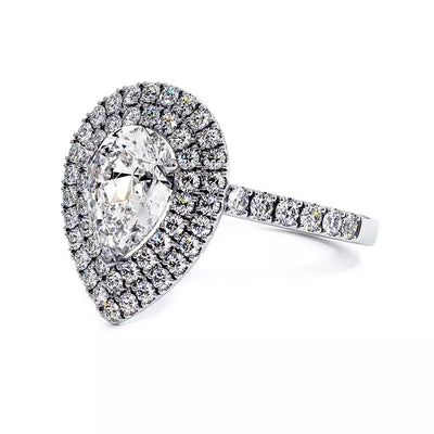 Solitaire Diamant Poire Double Halo Ma Vie