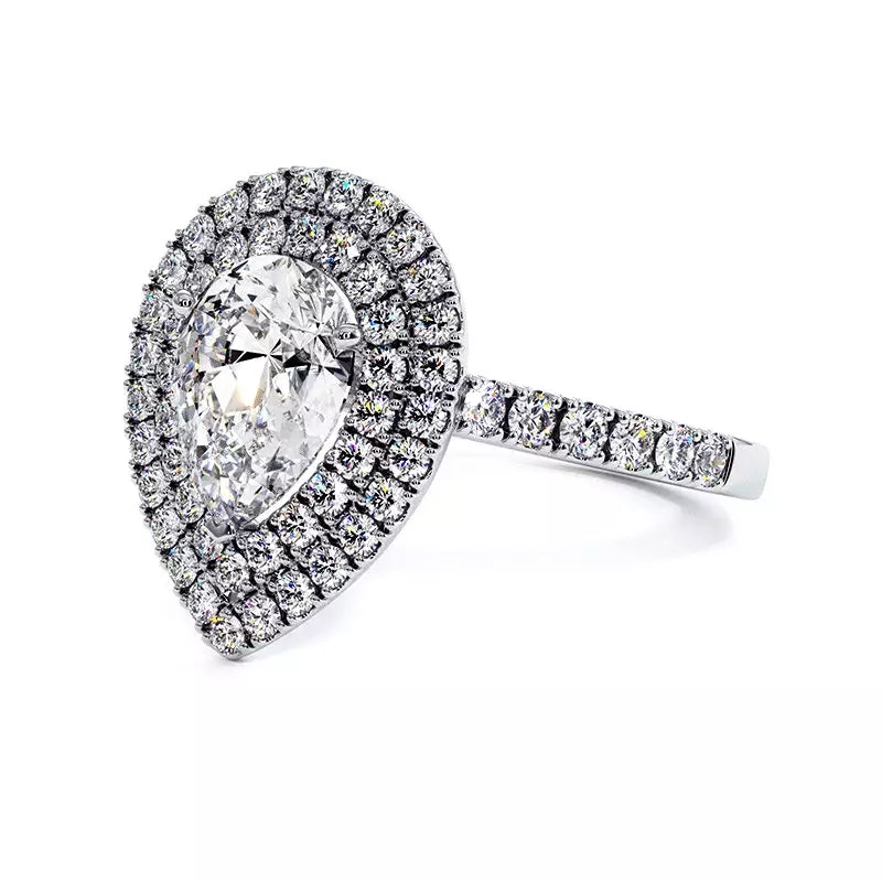 Solitaire Diamant Poire Double Halo Ma Vie