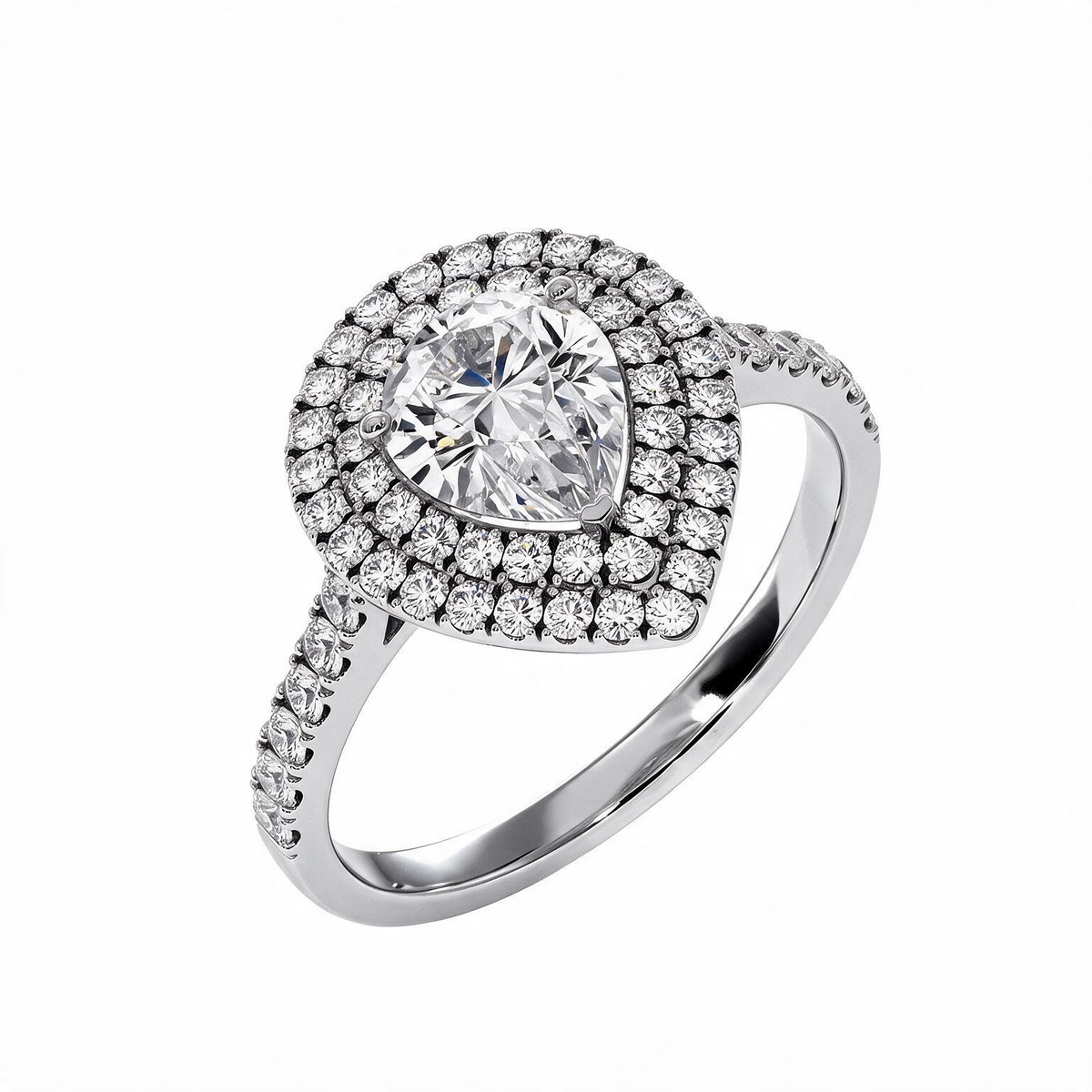 Solitaire Diamant Poire Double Halo Ma Vie
